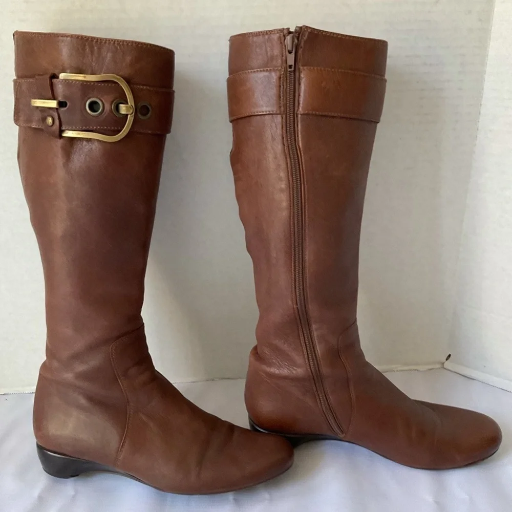Vintage Stuart Weitzman Leather Riding Buckle Boots